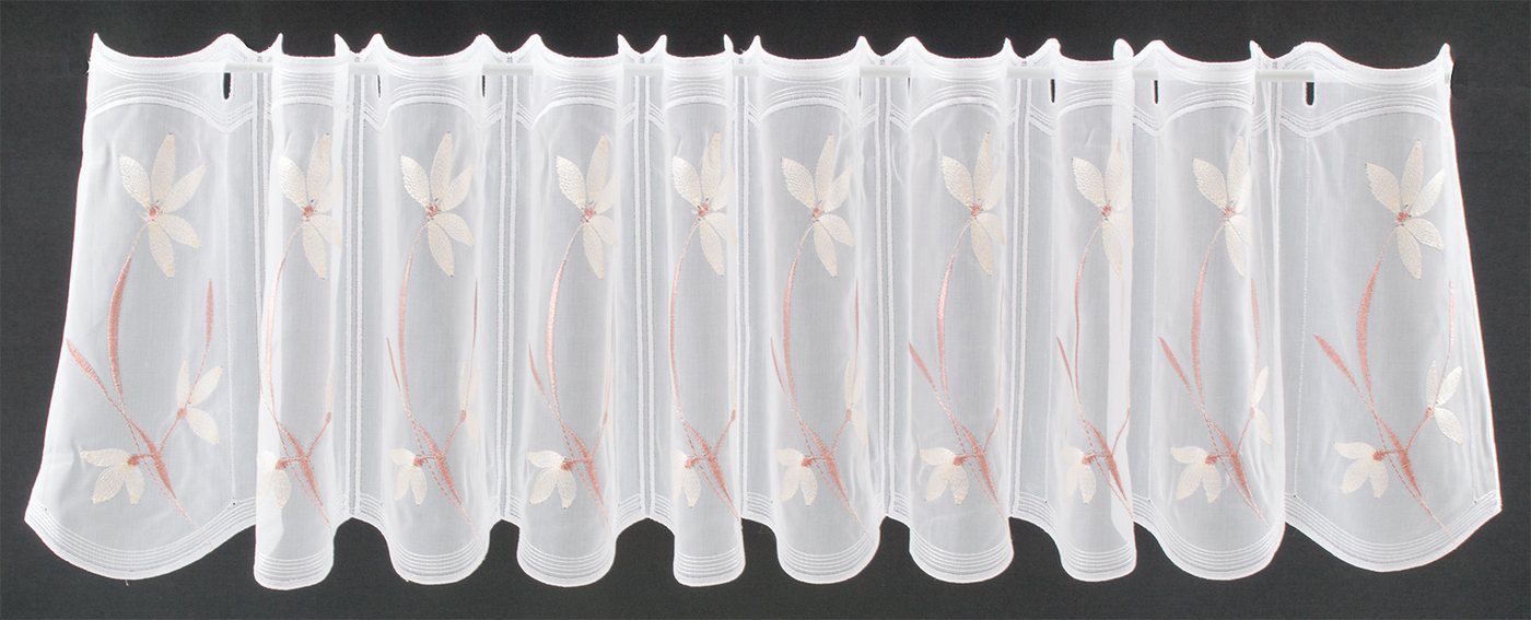 Verdi Scheibengardine nach Maß mit Blumenmuster bestickt, Stangendurchzug, transparent, Kurzgardine,Stablöcher,transparent,verschiedene Höhen und Farben Verdi Scheibengardine nach Maß mit Blumenmuster bestickt, Stangendurchzug, transparent, Kurzgardine,Stablöcher,transparent,verschiedene Höhen und Farben von Verdi