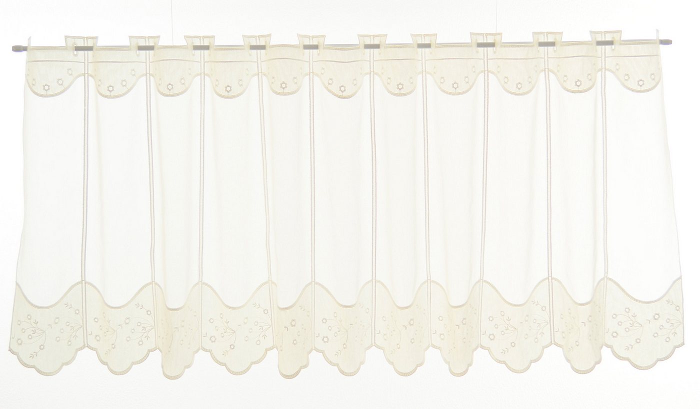 Verdi Scheibengardine nach Maß mit Blumenstickerei, Stangendurchzug, transparent, Kurzgardine,Stablöcher,transparent,verschiedene Höhen Verdi Scheibengardine nach Maß mit Blumenstickerei, Stangendurchzug, transparent, Kurzgardine,Stablöcher,transparent,verschiedene Höhen von Verdi