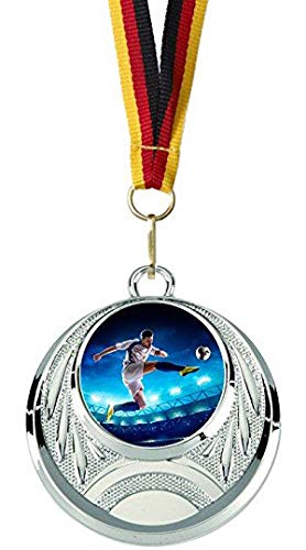 Verlag Reiner Kullack 10er-Set Fußball-Medaillen mit 25 mm Foto-Emblem (Folie, bunt), Medaille mit Band für Turnier oder als Mitgebsel für Kindergeburtstag von Verlag Reiner Kullack