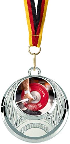 Verlag Reiner Kullack 10er-Set Medaillen »Gewichtheben«, mit 25 mm Sportfoto-Emblem (Folie, bunt) von Verlag Reiner Kullack