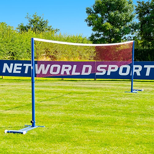 Vermont Badminton Netz und Pfosten – Stahlpfosten mit rutschfesten Rädern für Federball | Perfekt für den Garten oder Sportzentrum | 1,5 m Höhe entspricht die Profi Vorschriften (Pfosten + Netz) von Vermont
