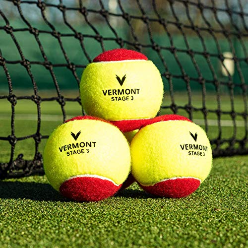 Vermont Tennisbälle | Training Tennis Balls - ITF-genehmigte Tennis Bälle - alle Spielplatzoberfläche | Tennisbälle Kinder | Tennis Zubehör | Tennisbälle Training (12 Bälle, Mini Rot) von Vermont