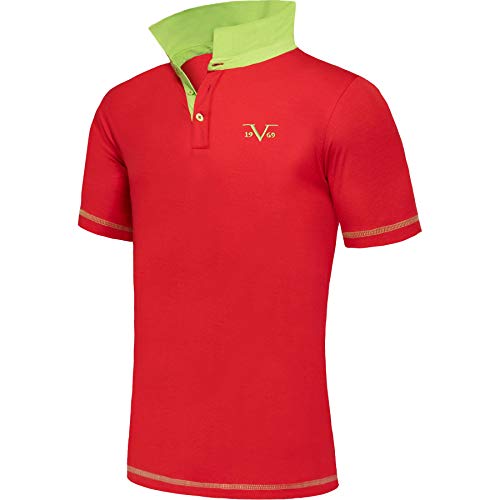 Versace 1969 Abbigliamento Sportivo SRL 19V69 Poloshirt Herren V107 by (Model: C458 - Herren, rot-Lime; Größe: XXL) FBA von Versace 1969 Abbigliamento Sportivo SRL