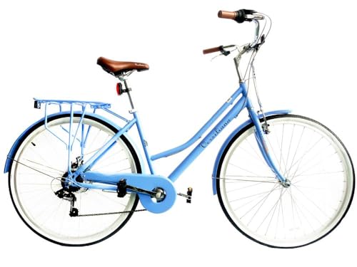 Versiliana Vintage-Fahrräder – Citybike – widerstandsfähig – praktisch – komfortabel – perfekt für die Fortbewegung in der Stadt (Damen 28", Pastel HELLBLAU) von Versiliana