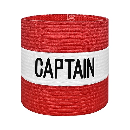 VerteLife Kapitänsband Spielführerbinde für Fußball und Rugby, Gummielastische Armbinde Kapitän Armbinde, Captains Armband für Erwachsene - Rot von VerteLife