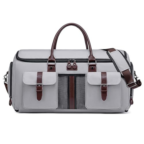 Kleidersack Reisetaschen für Anzüge, Vessgra Anzugtasche, Umwandelbarer Garment Duffel Bag für Männer und Frauen, 2 in 1 Kleidersack Tasche Hängetasche für Anzug mit Schuhtasche (Hellgrau) von Vessgra