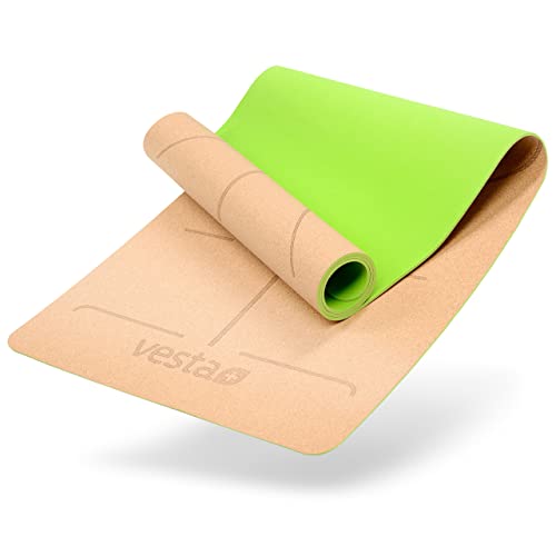 Vesta+ Yogamatte Kork Naturkautschuk + Fitness App, Yogamatte Naturkautschuk, Yoga Matte Kork und Yogamatte Kautschuk, Nachhaltige Sportmatte als Kork Yogamatte und Yogamatte rutschfest von Vesta+