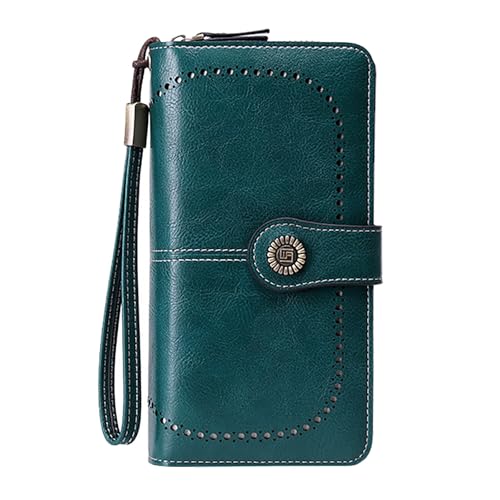 Vhersily 2025 Angebote - Damen Geldbörse Groß Reißverschluss Geldbörse Elegant Geldbörse RFID Blocking Clutch PU Leder Kartenhalter, blau, Taglia Unica von Vhersily