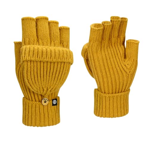 Vhersily Winterhandschuhe Fingerlose Handschuhe Thermohandschuhe Convertible Touchscreen Wolle Halbe Radfahren Ski Outdoor Aktivitäten für Damen Herren von Vhersily