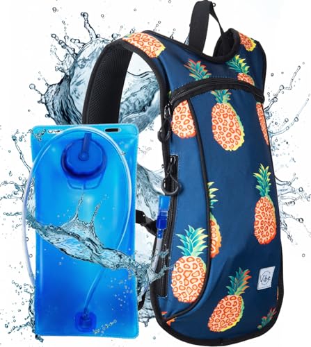 Vibe Trinkrucksack aus recyceltem Polyester – 2 l Blase für Damen und Herren(Pineapples) von Vibe Festival Gear