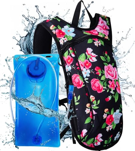 Vibe Trinkrucksack aus recyceltem Polyester – 2 l Blase für Damen und Herren(RetroFloral) von Vibe Festival Gear