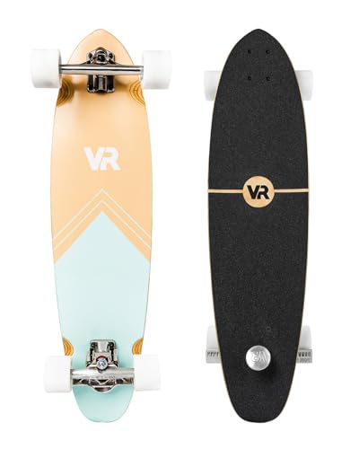 VibeRide BrakeBoard – Longboard mit Bremse. Einfache Kontrolle von Geschwindigkeit und Fahrbergen. Für Cruising, Pendeln, Downhill und Carving (Arrow Azur, Pintail) von VibeRide