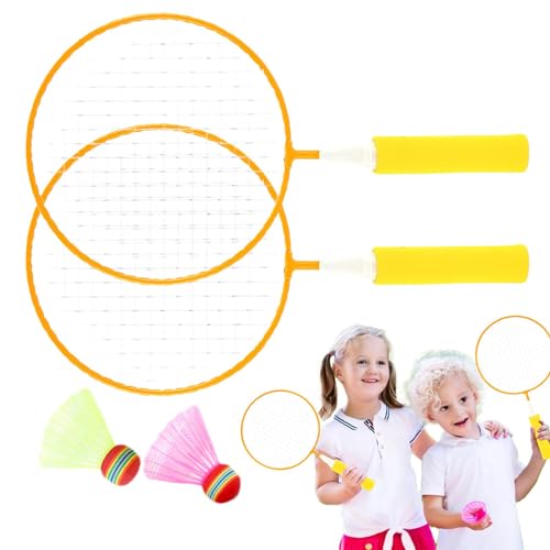 Badmintonschläger,Kinder-Badmintonschläger,Badmintonschläger für Kinder, Legierungsrahmen, 2 Nylon-Federbälle | Kinder-Tennisschläger, Schläger-Sportspielzeug, Übungstraining im Freien von Vibhgtf