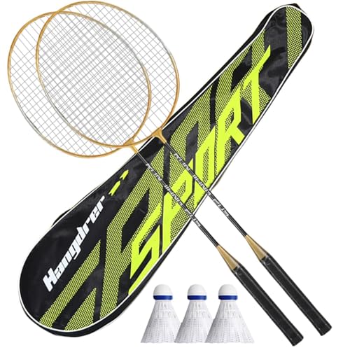 Badmintonschläger-Set – Professionelles Badmintonschläger-Set für Erwachsene, leichte, schweißabsorbierende Badminton-Ausrüstung | Für Erwachsene und Profis, Sport, Glasspiele von Vibhgtf