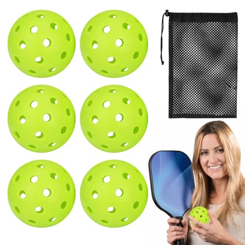 Pickle-Bälle für den Außenbereich, Sport-Pickle-Bälle für den Außenbereich, 40 Löcher Pickle Ball High Bounce 74 mm Lochbälle, Fluoreszierendes Sportzubehör, gut sichtbares Outdoor-Zubehör mit Netztas von Vibhgtf