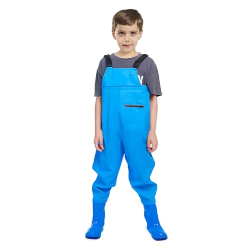 VicBre Kinder-Wathose für Jungen und Mädchen, Reißverschlusstasche,Verstellbare Träger,Rückenschnalle Design,Wasserdichte Regenhose mit Stiefeln, Wathose für Jugendliche,Blau,27 VicBre Kinder-Wathose für Jungen und Mädchen, Reißverschlusstasche,Verstellbare Träger,Rückenschnalle Design,Wasserdichte Regenhose mit Stiefeln, Wathose für Jugendliche,Blau,27 von VicBre