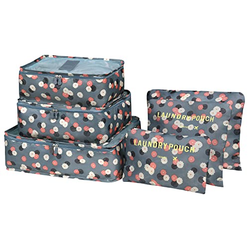 Vicloon Gepäck Organizer, 6-in-1-Set Koffer Organizer Umfassen 3 * Packwürfel und 3*Aufbewahrungsbeutel, Reise Kleidertaschen für Kleidung, Unterwäsche, Kosmetik und Andere Zubehör(Blau Blume Vicloon Gepäck Organizer, 6-in-1-Set Koffer Organizer Umfassen 3 * Packwürfel und 3*Aufbewahrungsbeutel, Reise Kleidertaschen für Kleidung, Unterwäsche, Kosmetik und Andere Zubehör(Blau Blume von Vicloon