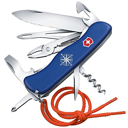 VICTORINOX Taschenmesser Skipper, 5 Funktionen, Swiss Made, Multitool inkl. Große Klinge mit Wellenschliff, Feststellklinge, Blau von Victorinox