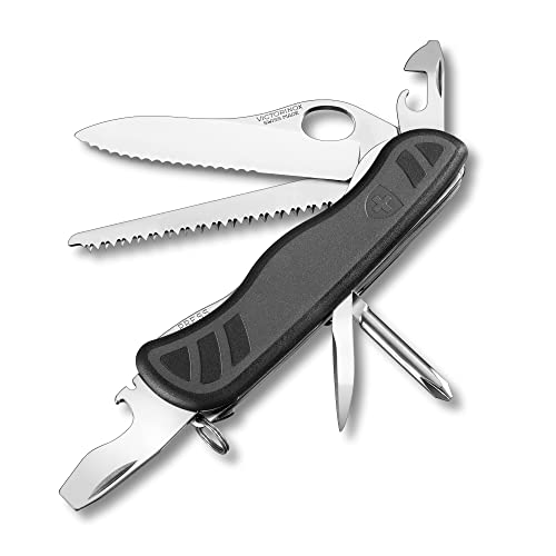 Victorinox Schweizer Soldatenmesser 08, Multitool, Swiss Army Knife mit 10 Funktionen, Einhand-Feststellklinge mit Wellenschliff, Grün/Schwarz Victorinox Schweizer Soldatenmesser 08, Multitool, Swiss Army Knife mit 10 Funktionen, Einhand-Feststellklinge mit Wellenschliff, Grün/Schwarz von Victorinox