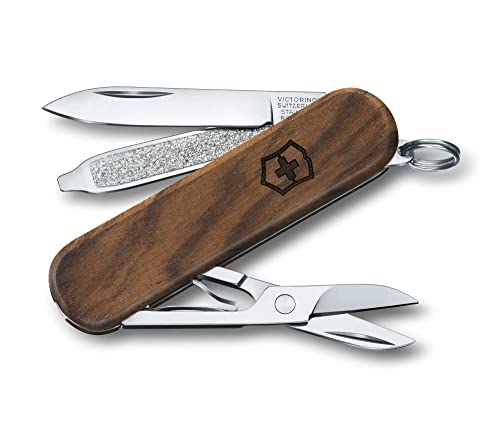 Victorinox Unisex-Adult Wood Classic SD, Schweizer Taschenmesser (5 Funktionen: kleine Klinge, Schere) Nussbaumholz, S von Victorinox