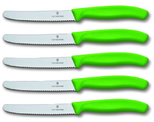 Victorinox Gemüse und Tomatenmesser 5er Set Swissclassic Wellenschliff, Grün, 11 cm, 6.7836.L114.5 Victorinox Gemüse und Tomatenmesser 5er Set Swissclassic Wellenschliff, Grün, 11 cm, 6.7836.L114.5 von Victorinox