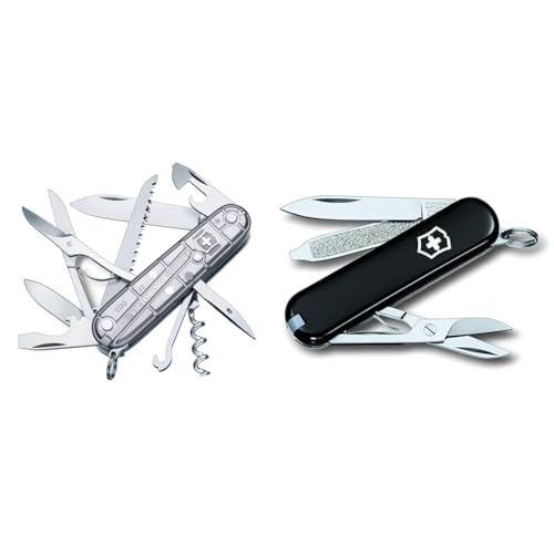 Victorinox Schweizer Taschenmesser Huntsman & Schweizer Mini Taschenmesser Classic SD, Swiss Army Knife, Schlüsselanhänger, 7 Funktionen, Klinge, klein, Nagelfeile, Schraubendreher von Victorinox