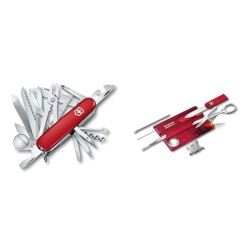 Victorinox Schweizer Taschenmesser gross Swiss Champ & Schweizer Taschenmesser Swiss Card Lite, Multitool-Werkzeug, 13 Funktionen, Spitzklinge, Schraubendreher 5 mm, Schere Victorinox Schweizer Taschenmesser gross Swiss Champ & Schweizer Taschenmesser Swiss Card Lite, Multitool-Werkzeug, 13 Funktionen, Spitzklinge, Schraubendreher 5 mm, Schere von Victorinox