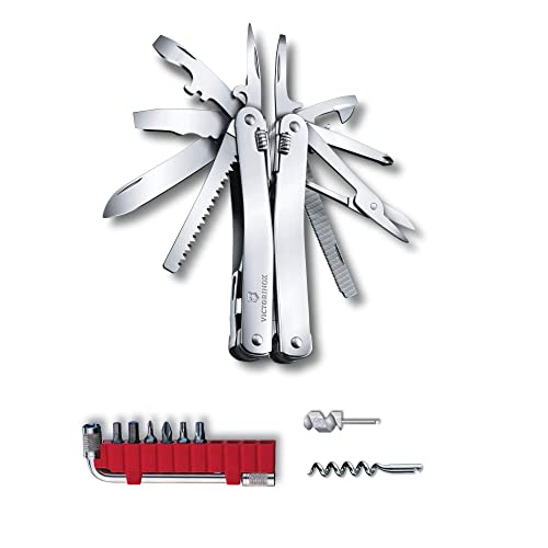 VICTORINOX Multifunktionswerkzeug Swiss Tool Spirit X Plus, 35 Funktionen, Swiss Made, Multitool mit Feststellklinge, inkl. Nylon-Etui, Silber von Victorinox