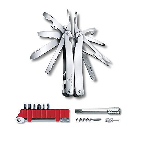 Victorinox, Multifunktionswerkzeug, Swiss Tool Spirit X Plus Ratchet, Silber (36 Funktionen, Feststellklinge, Kombi-Spitzzange, Hartdraht-Schneider) von Victorinox