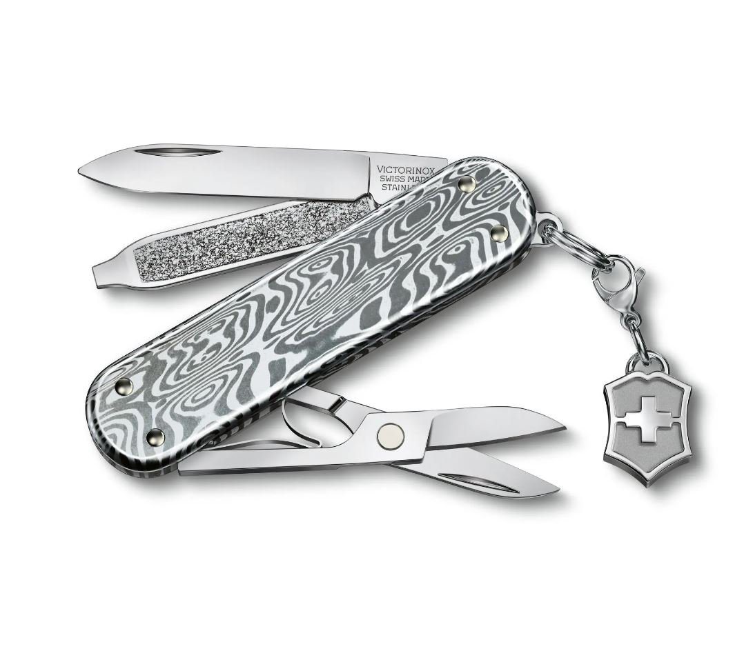 Victorinox Taschenmesser Classic SD Brilliant 5 Funktionen Damast silber von Victorinox