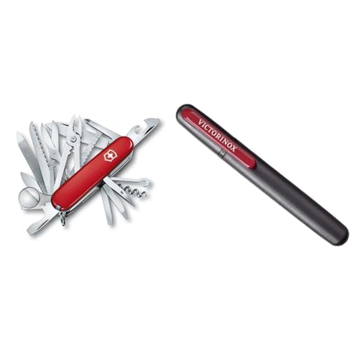 Victorinox Taschenmesser Swiss Champ (33 Funktionen, Kombizange, Stecknadel, Zange, Schere) rot & Dual-Messerschärfer, Tragbar, Schleifstein für Grobschliff, Keramikplättchen für Feinschliff von Victorinox