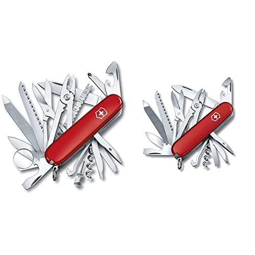 Victorinox Taschenmesser Swiss Champ (33 Funktionen: Metallfeile, Mini-Schraubendreher) rot & Taschenmesser Handyman (24 Funktionen, Kombizange, Holzmeissel) rot von Victorinox
