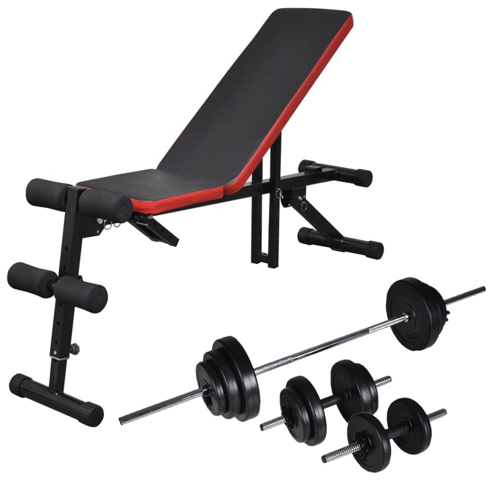 Vidaxl Adjustable Sit-up Benchbarbell And Dumbbell Set 30.5kg Mehrfarbig 30.5 kg von Vidaxl