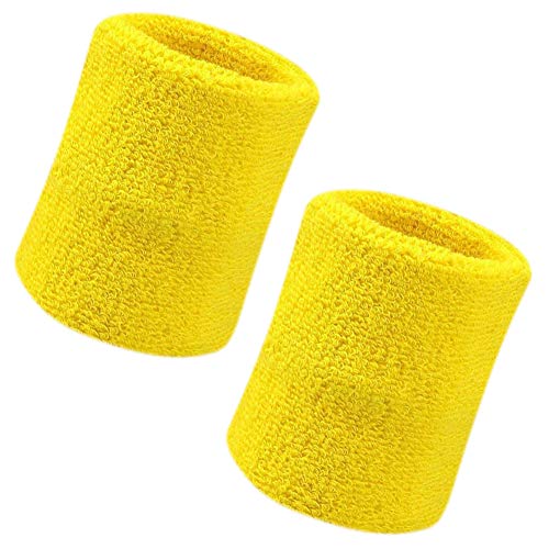 Schweißbänder, Sport Wristbands Gelenkband 2 Pack, 4 Zoll Sport Schweißband Armband Weiche verdickte Baumwolle, für Tennis Gymnastik Fußball Basketball, Laufen Athletic Sports-Gelb Schweißbänder, Sport Wristbands Gelenkband 2 Pack, 4 Zoll Sport Schweißband Armband Weiche verdickte Baumwolle, für Tennis Gymnastik Fußball Basketball, Laufen Athletic Sports-Gelb von Vidillo