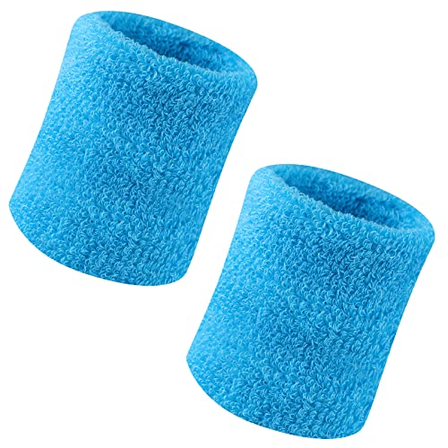 Schweißbänder, Sport Wristbands Gelenkband 2 Pack, 4 Zoll Sport Schweißband Armband Weiche verdickte Baumwolle, für Tennis Gymnastik Fußball Basketball, Laufen Athletic Sports-Blau von Vidillo