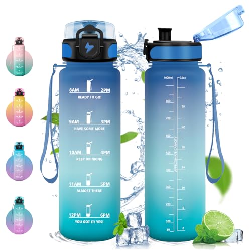 Vikastar Trinkflasche, 1000ml BPA-Frie, Trinkflasche Sport, Trinkflasche Kohlensäure Geeignet, Sportflasche für Kinder, Schule, Outdoor, Blau-Grün Vikastar Trinkflasche, 1000ml BPA-Frie, Trinkflasche Sport, Trinkflasche Kohlensäure Geeignet, Sportflasche für Kinder, Schule, Outdoor, Blau-Grün von Vikastar