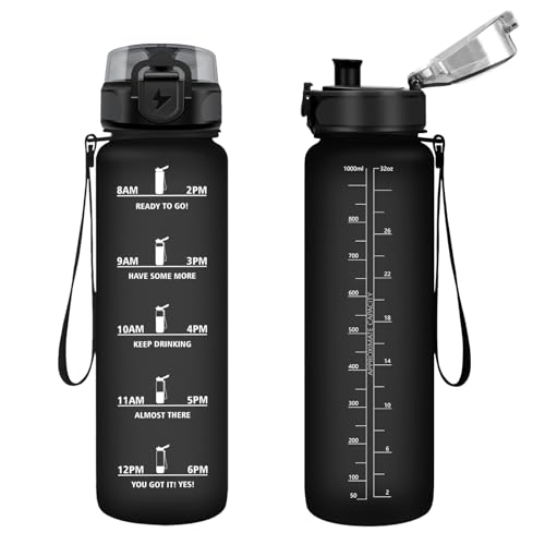 Vikastar Trinkflasche, 1000ml BPA-Frie, Trinkflasche Sport, Trinkflasche Kohlensäure Geeignet, Sportflasche für Kinder, Schule, Outdoor, Schwarz Vikastar Trinkflasche, 1000ml BPA-Frie, Trinkflasche Sport, Trinkflasche Kohlensäure Geeignet, Sportflasche für Kinder, Schule, Outdoor, Schwarz von Vikastar