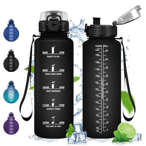 Vikastar Trinkflasche, 1500ml BPA-Frie, Trinkflasche Sport, Trinkflasche Kohlensäure Geeignet, Sportflasche für Kinder, Schule, Outdoor, Schwarz Vikastar Trinkflasche, 1500ml BPA-Frie, Trinkflasche Sport, Trinkflasche Kohlensäure Geeignet, Sportflasche für Kinder, Schule, Outdoor, Schwarz von Vikastar