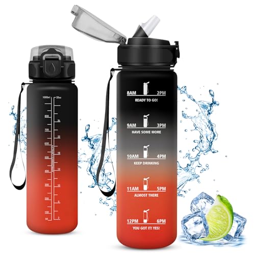 Vikaster Trinkflasche Schule, Water Bottle with Straw 1 Litre, Trinkflasche Leak-Proof, BPA-Free, Sportflasche für Camping, Yoga, Gym, Schule, Outdoors Vikaster Trinkflasche Schule, Water Bottle with Straw 1 Litre, Trinkflasche Leak-Proof, BPA-Free, Sportflasche für Camping, Yoga, Gym, Schule, Outdoors von Vikaster