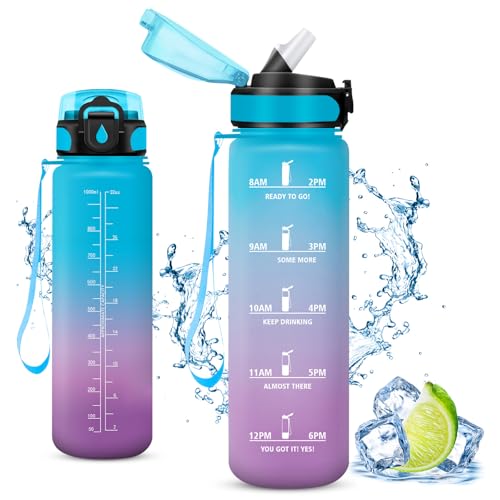 Vikaster 1000ml Trinkflasche, 1L Auslaufsicher Kunststoff Wasserflasche, Ideale Sportflasche - Sport, Fahrrad, Fitness, Outdoor, B-blau+lila Vikaster 1000ml Trinkflasche, 1L Auslaufsicher Kunststoff Wasserflasche, Ideale Sportflasche - Sport, Fahrrad, Fitness, Outdoor, B-blau+lila von Vikaster
