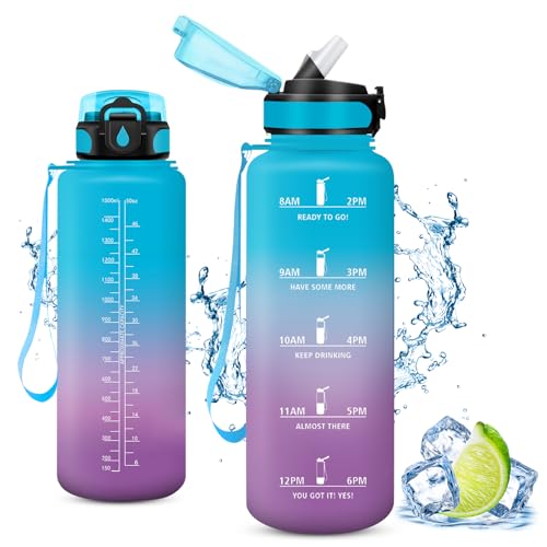 Vikaster 1500ml Trinkflasche, 1.5L Auslaufsicher Kunststoff Wasserflasche, Ideale Sportflasche - Sport, Fahrrad, Fitness, Outdoor, B-blau+lila Vikaster 1500ml Trinkflasche, 1.5L Auslaufsicher Kunststoff Wasserflasche, Ideale Sportflasche - Sport, Fahrrad, Fitness, Outdoor, B-blau+lila von Vikaster