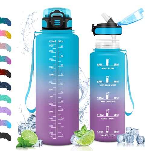 Vikaster Fitness Trinkflasche, Trinkflasche mit Strohhalm 1.5 Litre, Wasserflasche BPA-Free, Leak-Proof, Sportflasche für Camping, Yoga, Gym, Outdoors Vikaster Fitness Trinkflasche, Trinkflasche mit Strohhalm 1.5 Litre, Wasserflasche BPA-Free, Leak-Proof, Sportflasche für Camping, Yoga, Gym, Outdoors von Vikaster