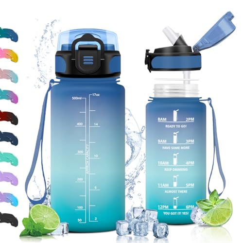 Vikaster Sport Trinkflasche, Trinkflasche mit Strohhalm 0.5l, Wasserflasche Leak-Proof, BPA-Free, Sportflasche für Schule, Camping, Yoga, Gym, Outdoors, Blaugrün-500ml Vikaster Sport Trinkflasche, Trinkflasche mit Strohhalm 0.5l, Wasserflasche Leak-Proof, BPA-Free, Sportflasche für Schule, Camping, Yoga, Gym, Outdoors, Blaugrün-500ml von Vikaster