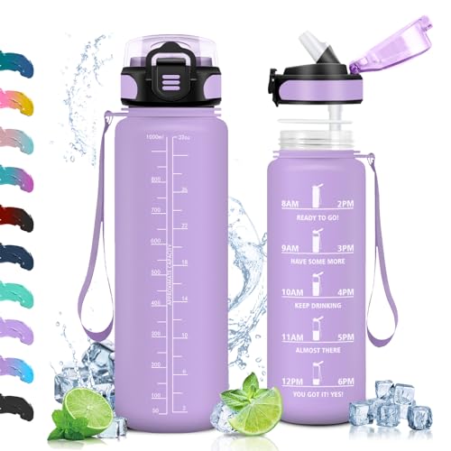Vikaster Sport Trinkflasche, Trinkflasche mit Strohhalm 1000ml, Wasserflasche Leak-Proof, BPA-Free, Sportflasche für Camping, Yoga, Schule, Gym, Outdoors Vikaster Sport Trinkflasche, Trinkflasche mit Strohhalm 1000ml, Wasserflasche Leak-Proof, BPA-Free, Sportflasche für Camping, Yoga, Schule, Gym, Outdoors von Vikaster