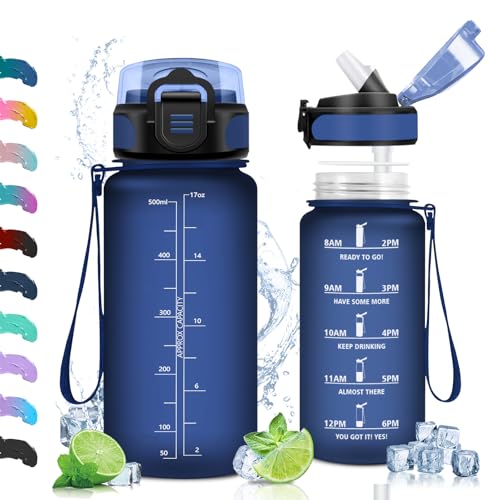 Vikaster Trinkflasche Schule, Trinkflasche mit Strohhalm 500ml, Wasserflasche Leak-Proof, BPA-Free, Sportflasche für Schule, Camping, Yoga, Gym, Outdoors Vikaster Trinkflasche Schule, Trinkflasche mit Strohhalm 500ml, Wasserflasche Leak-Proof, BPA-Free, Sportflasche für Schule, Camping, Yoga, Gym, Outdoors von Vikaster