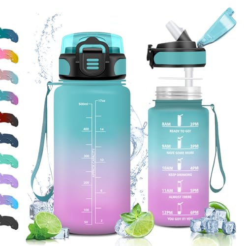 Vikaster Trinkflasche Sport, Trinkflasche mit Strohhalm 0.5L, Wasserflasche Leak-Proof, BPA-Free, Sportflasche fürSchule, Camping, Yoga, Gym, Outdoors Vikaster Trinkflasche Sport, Trinkflasche mit Strohhalm 0.5L, Wasserflasche Leak-Proof, BPA-Free, Sportflasche fürSchule, Camping, Yoga, Gym, Outdoors von Vikaster