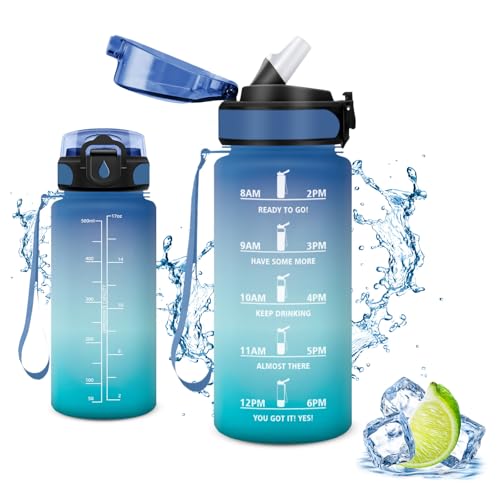 Vikaster Trinkflasche Sport, Water Bottle with Straw 0.5L, Trinkflasche Leak-Proof, BPA-Free, Sportflasche für Camping, Yoga, Gym, Schule, Outdoors Vikaster Trinkflasche Sport, Water Bottle with Straw 0.5L, Trinkflasche Leak-Proof, BPA-Free, Sportflasche für Camping, Yoga, Gym, Schule, Outdoors von Vikaster