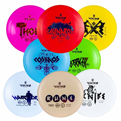 Viking Discs Ground Disc Golf Set - 8 Frisbee-Scheiben für Jede Entfernung, PDGA zugelassen - Funsport im Freien für Erwachsene und Kinder - Putter, Mid-Range, Fairway Driver, Distance Driver Viking Discs Ground Disc Golf Set - 8 Frisbee-Scheiben für Jede Entfernung, PDGA zugelassen - Funsport im Freien für Erwachsene und Kinder - Putter, Mid-Range, Fairway Driver, Distance Driver von Viking Discs