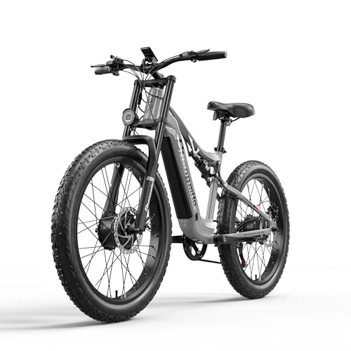 Vikzche Q S600 Elektrofahrrad mit Doppelmotor für Erwachsene, Mountainbike, herausnehmbarer Lithium-Akku 48 V x 17,5 Ah, vollgefedertes Elektrofahrrad, E-Bike mit Doppelmotor von Vikzche Q