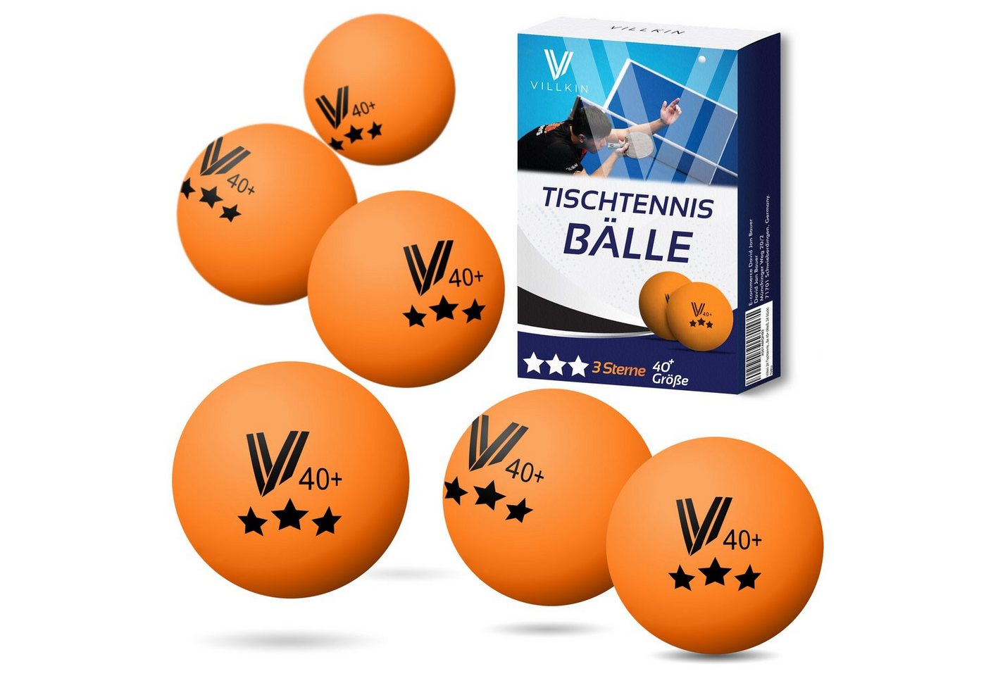 Villkin Tischtennisball, Trainingsbälle, Ping Pong Bälle, Beer Pong Bälle - 40mm - 24St., Nahtlos Villkin Tischtennisball, Trainingsbälle, Ping Pong Bälle, Beer Pong Bälle - 40mm - 24St., Nahtlos von Villkin